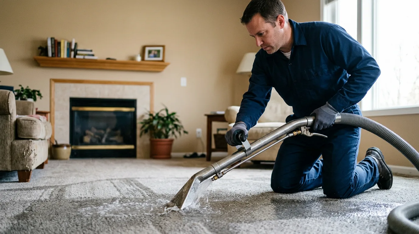 Water damage restoration technician working near Mathias, WV